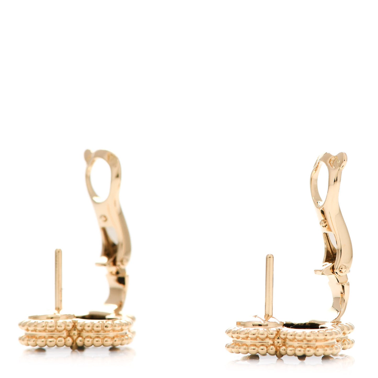 18K Yellow Gold Black Onyx Vintage Alhambra Earrings