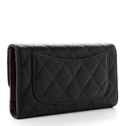 Chanel Caviar Quilted Long Flap Wallet Black 3 of 10