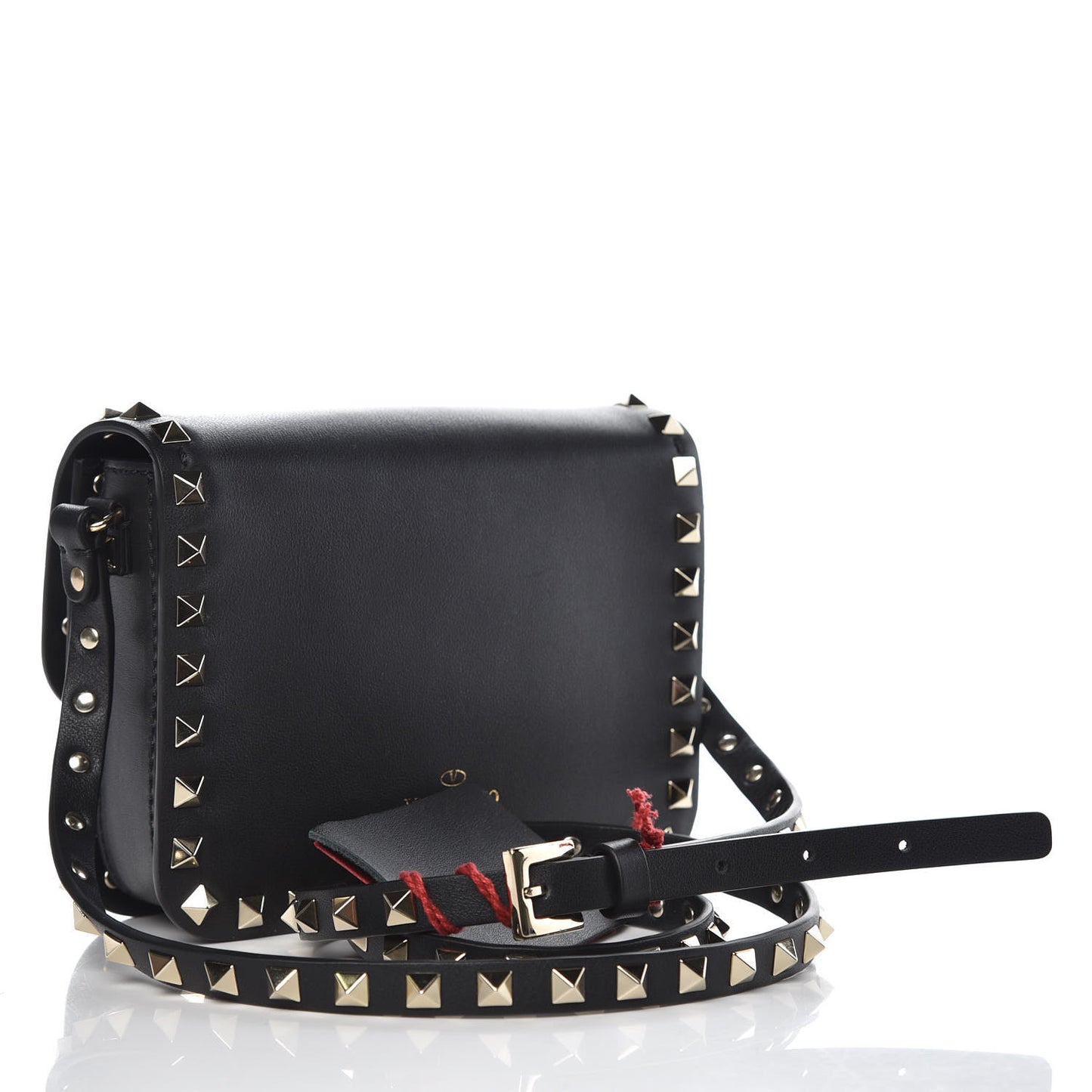 Vitello Rockstud Flap Crossbody Bag Black