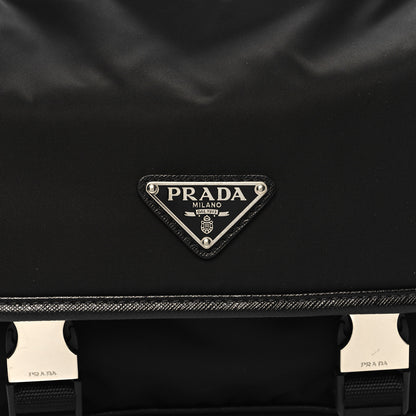 Prada Re-Nylon Saffiano Pocket Double Snap Buckle Shoulder Bag Black 8 of 10