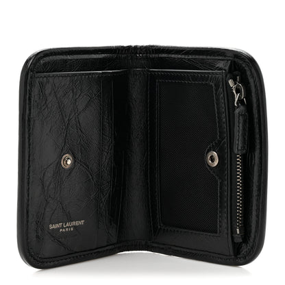 Saint Laurent Crinkled Calfskin Matelasse Monogram Niki Card Holder Black 5 of 8