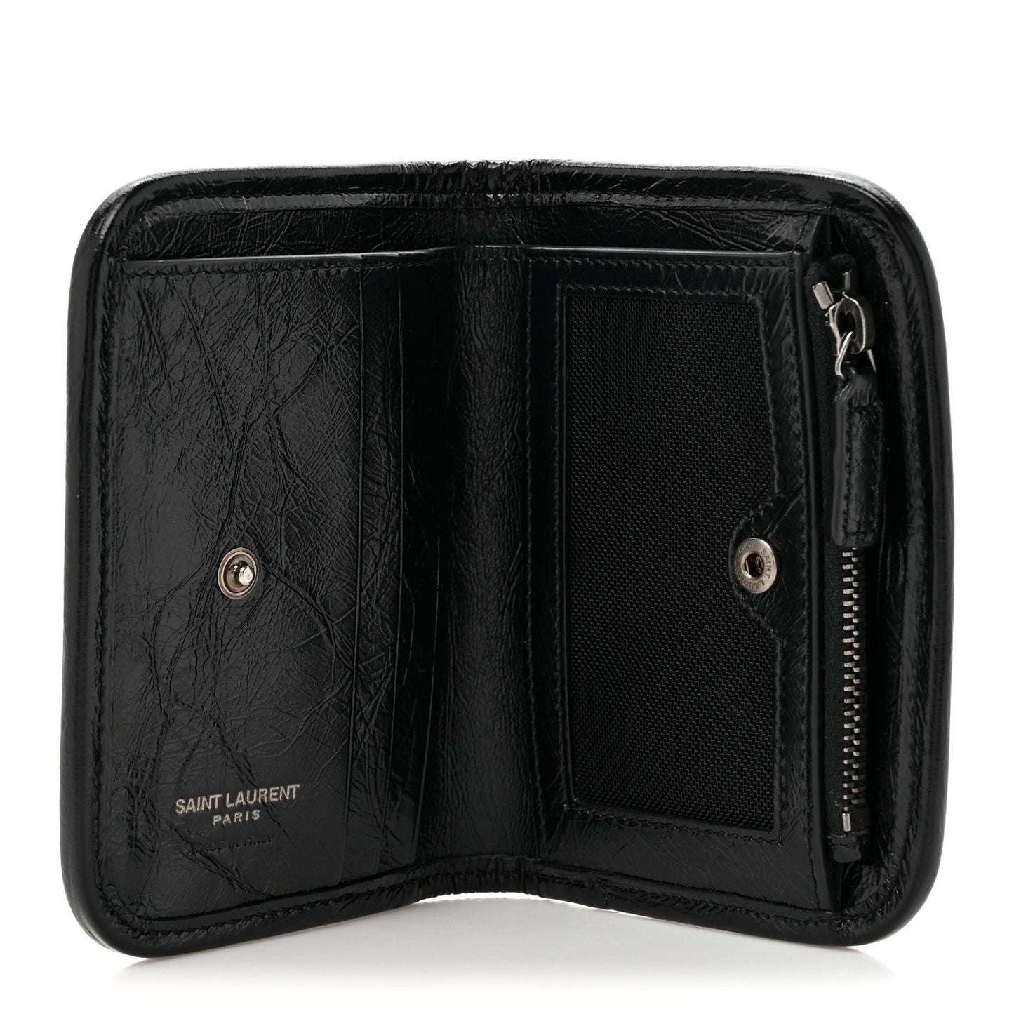 Crinkled Calfskin Matelasse Monogram Niki Card Holder Black