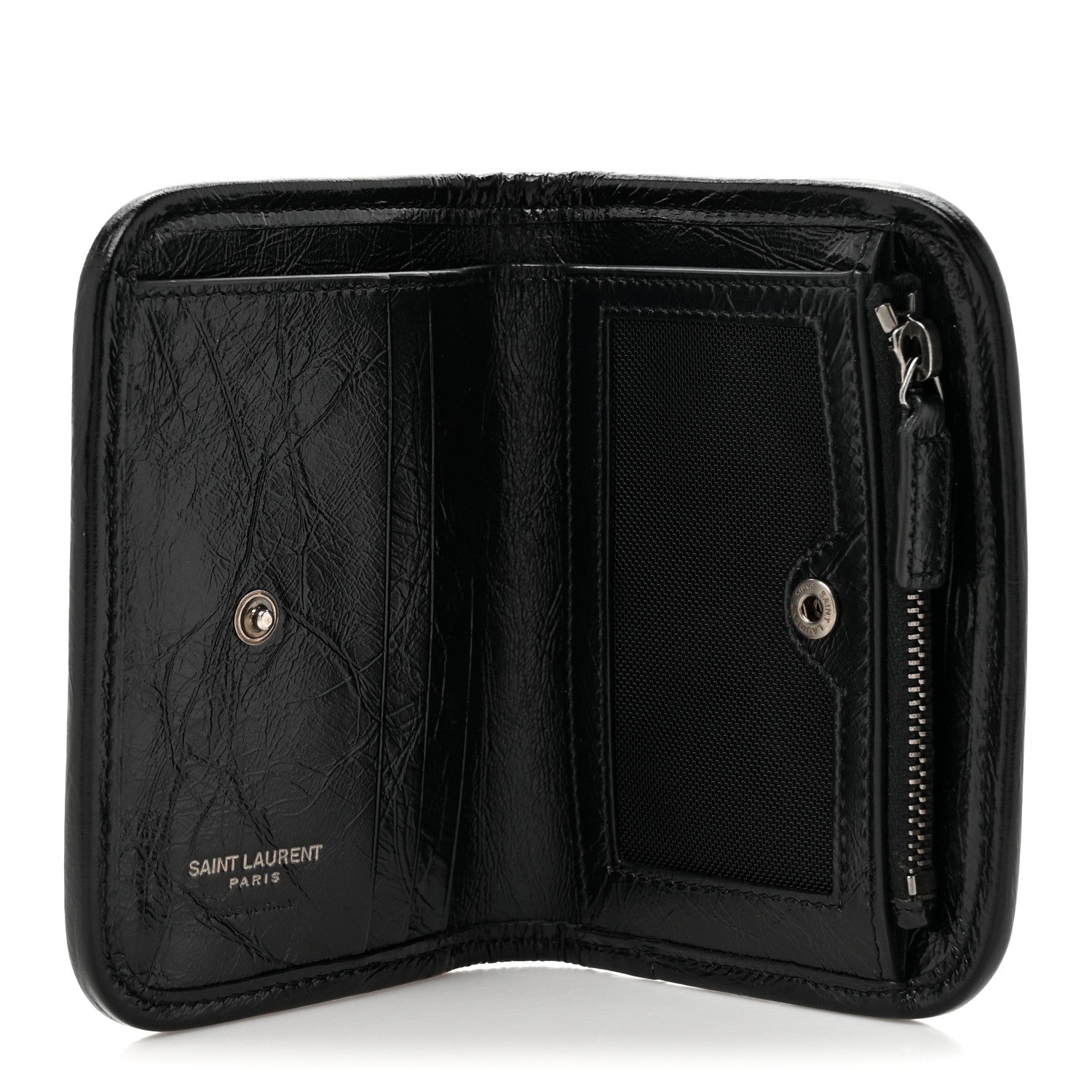 Saint Laurent Crinkled Calfskin Matelasse Monogram Niki Card Holder Black 5 of 8