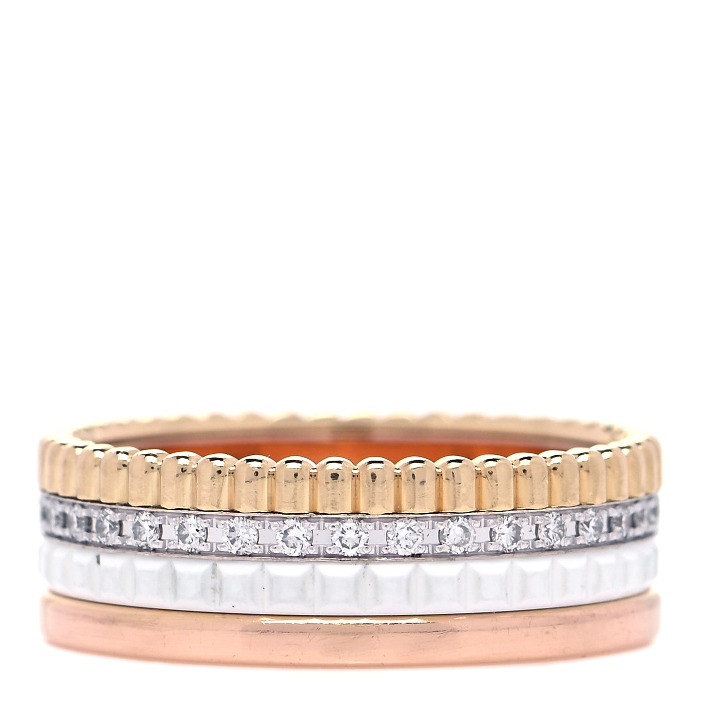 18K Pink Yellow White Gold Diamond Small Quatre Classique White Edition Ring 55 7.25