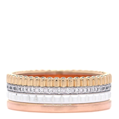 Boucheron 18K Pink Yellow White Gold Diamond Small Quatre Classique White Edition Ring 55 7.25 1 of 6