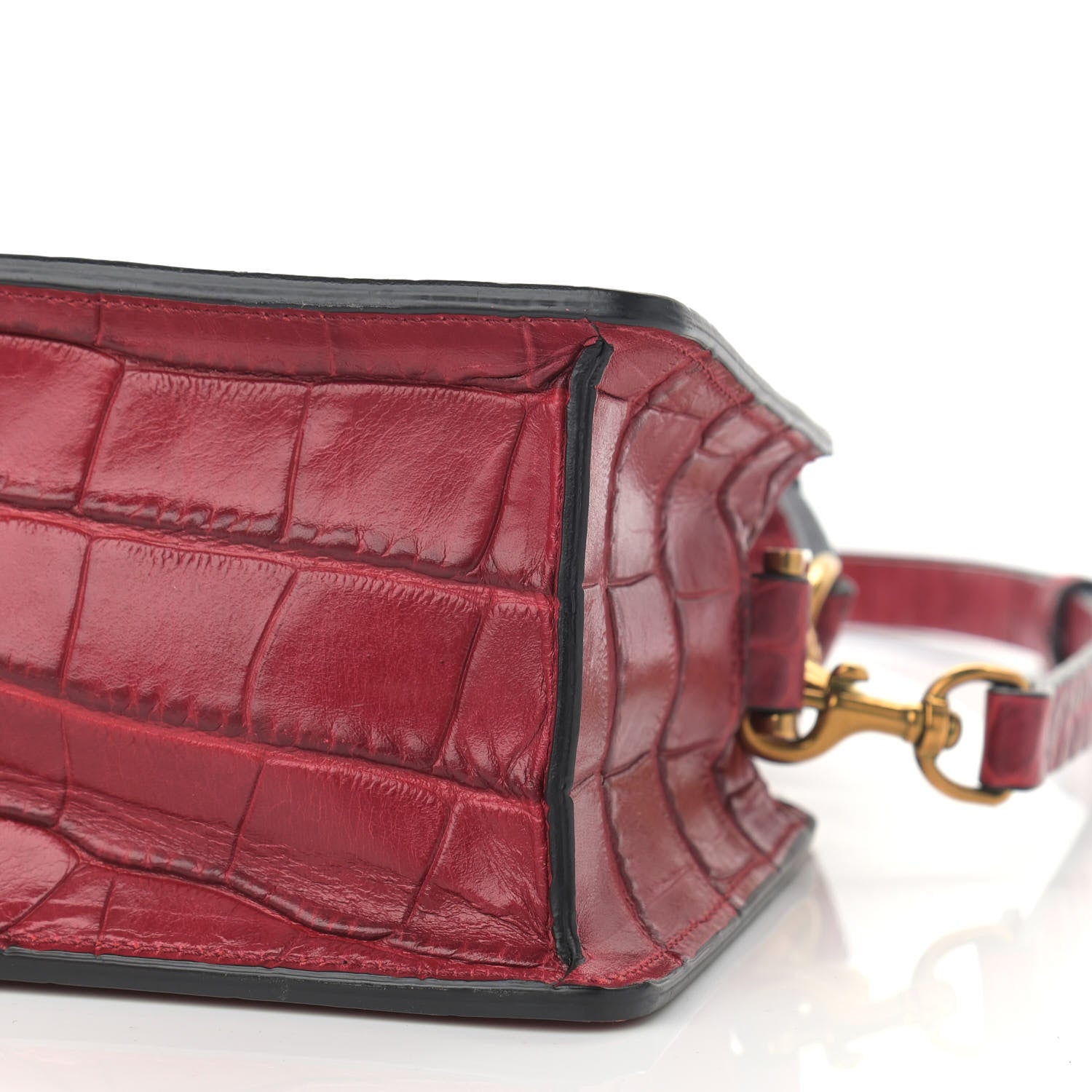 Lanvin Calfskin Crocodile Embossed Shoulder Bag Red 10 of 10