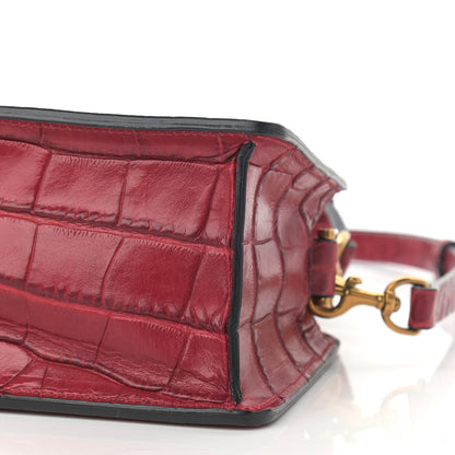 Lanvin Calfskin Crocodile Embossed Shoulder Bag Red 10 of 10