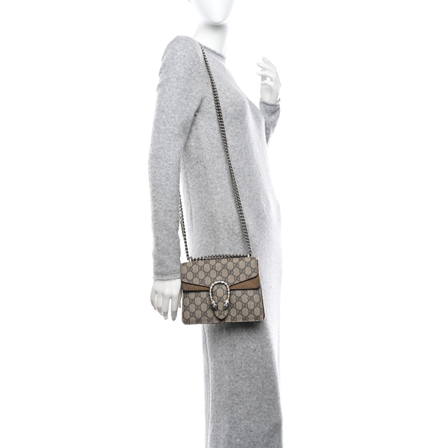 Gucci GG Supreme Monogram Mini Dionysus Shoulder Bag Taupe 2 of 13