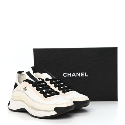 Chanel Velvet Calfskin Mixed Fibers CC Sneakers 38 Ivory Black 8 of 8