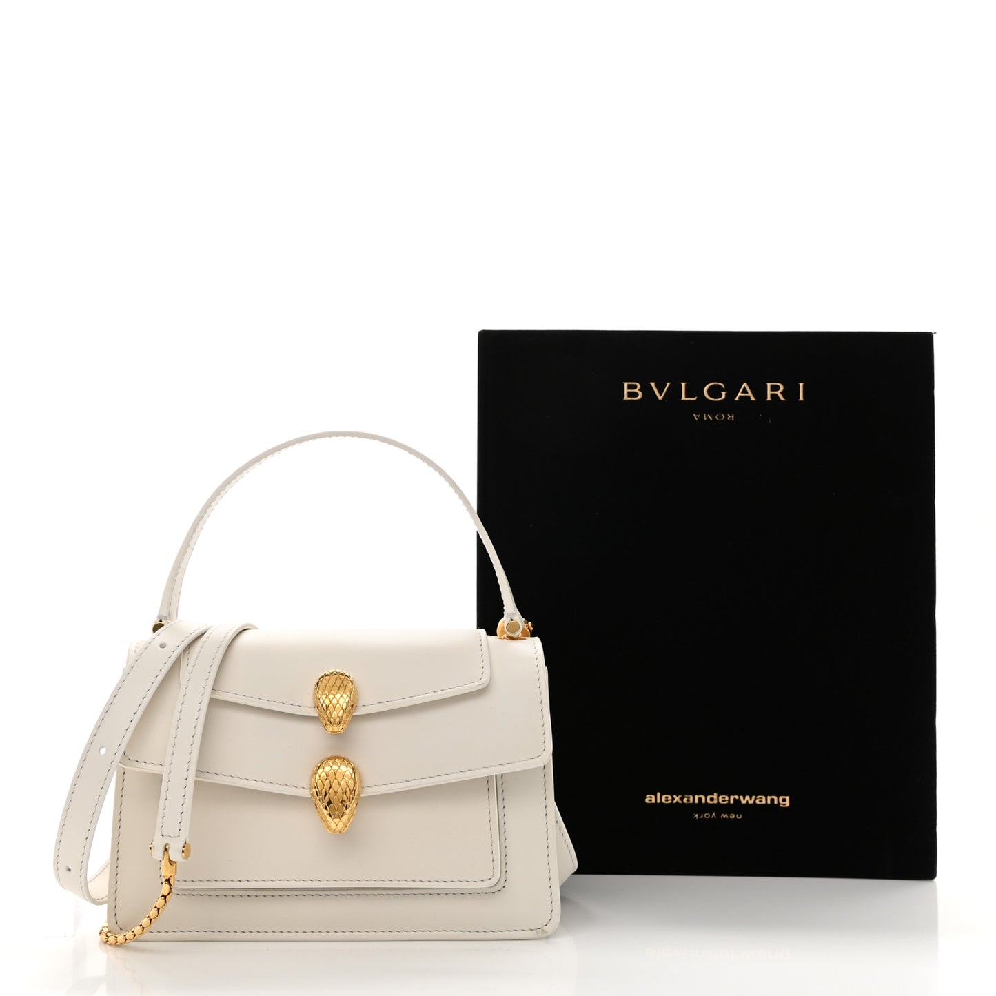 x ALEXANDER WANG Calfskin Serpenti Top Handle Belt Bag White