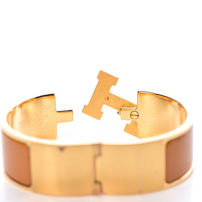Hermes Enamel Wide Clic Clac H Bracelet PM Jaune Madras 7 of 9