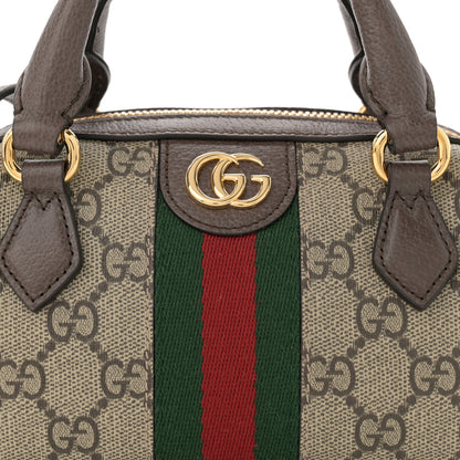 Gucci GG Supreme Monogram Textured Dollar Calfskin Web Super Mini Ophidia Top Handle Bowler Bag Beige Ebony New Acero 8 of 11