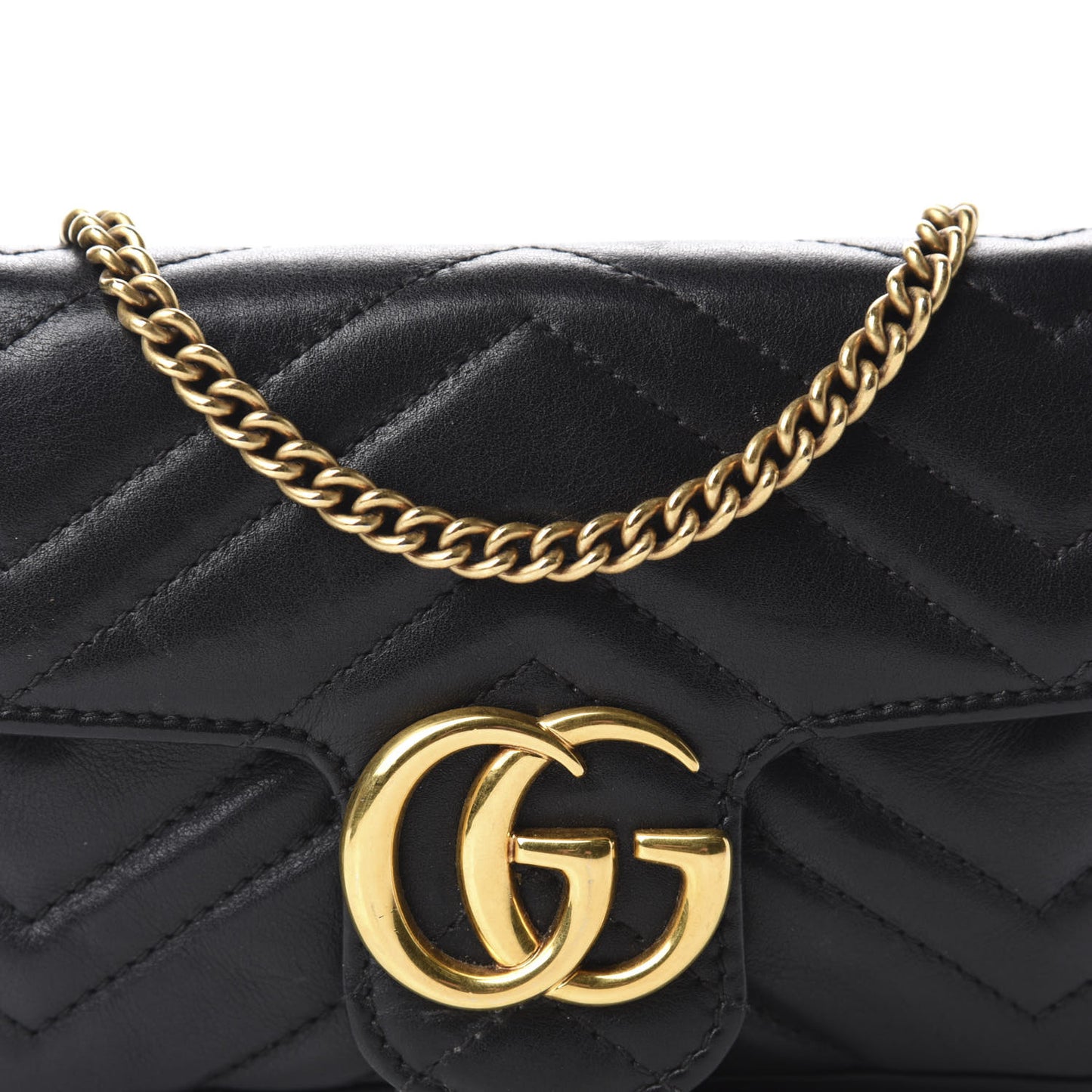 Calfskin Matelasse Super Mini GG Marmont Shoulder Bag Black