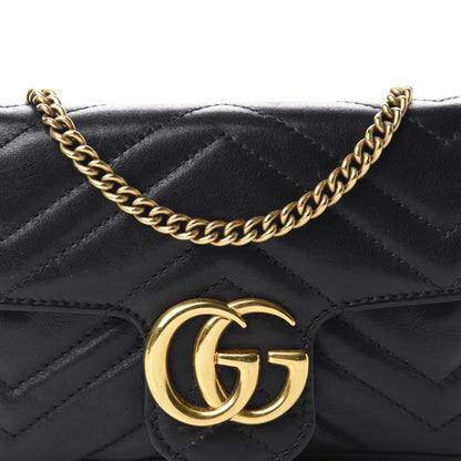 Gucci Calfskin Matelasse Super Mini GG Marmont Shoulder Bag Black 11 of 11