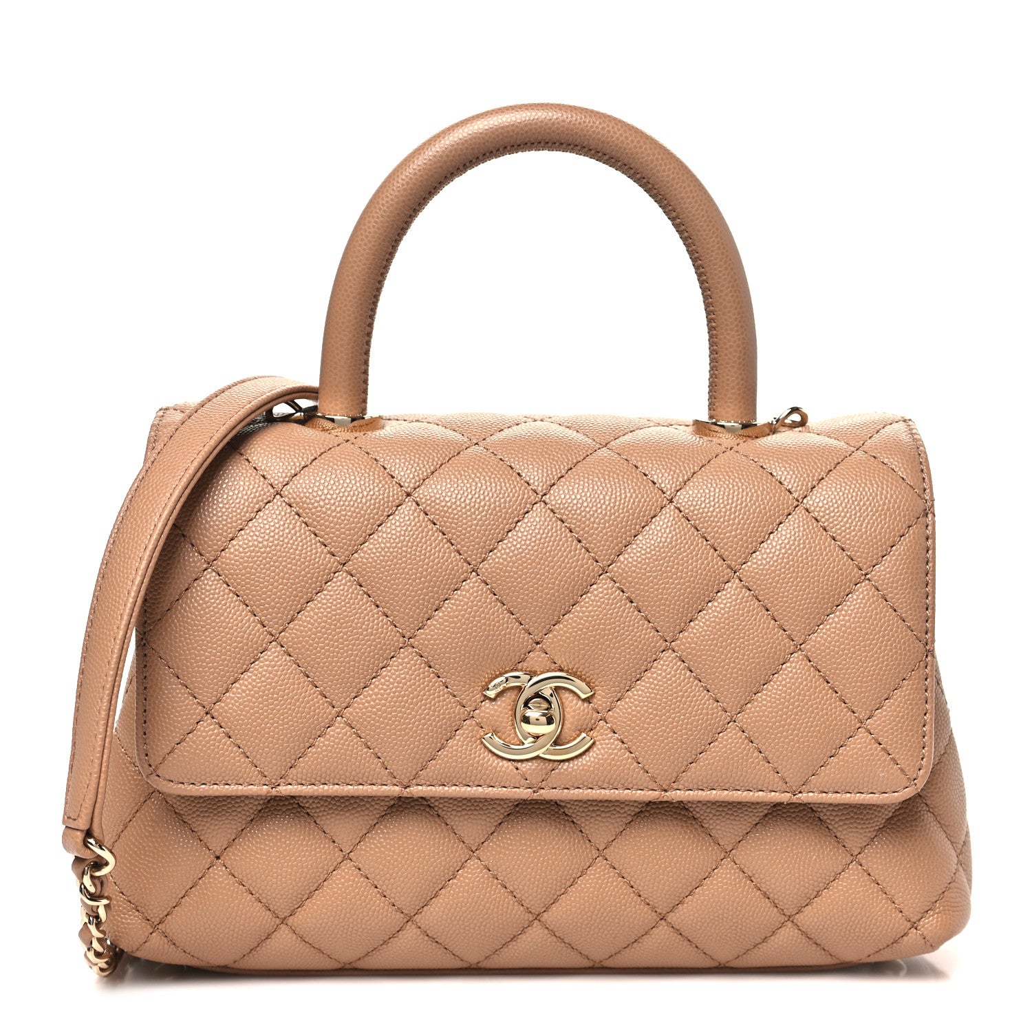 Chanel Caviar Quilted Mini Coco Handle Flap Beige 1 of 11