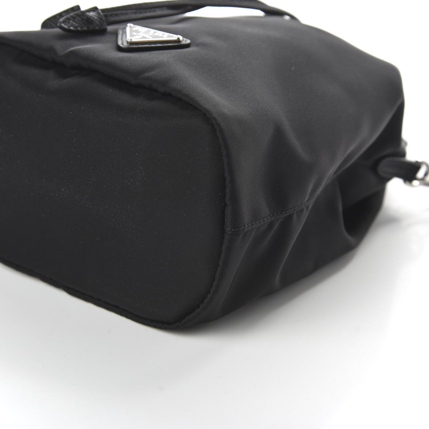 Saffiano Tessuto Nylon Vela Bucket Wristlet Black