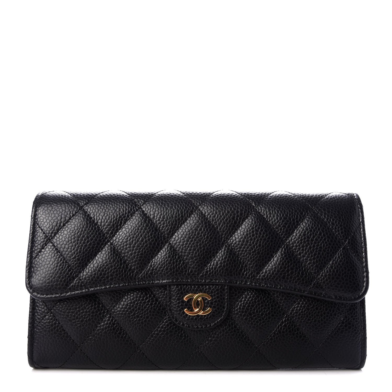 Chanel Caviar Quilted Large Gusset Flap Wallet Black 1 of 9