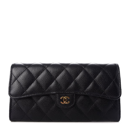 Chanel Caviar Quilted Large Gusset Flap Wallet Black 1 of 9