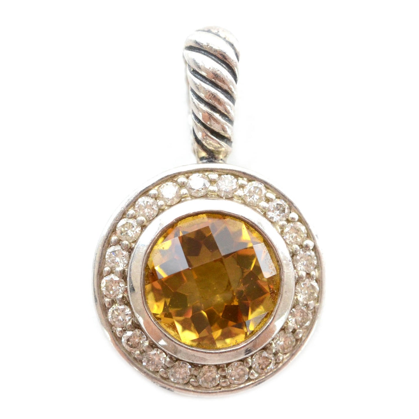Sterling Silver Diamond Citrine Cable Enhancer Pendant