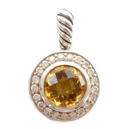 David Yurman Sterling Silver Diamond Citrine Cable Enhancer Pendant 1 of 3