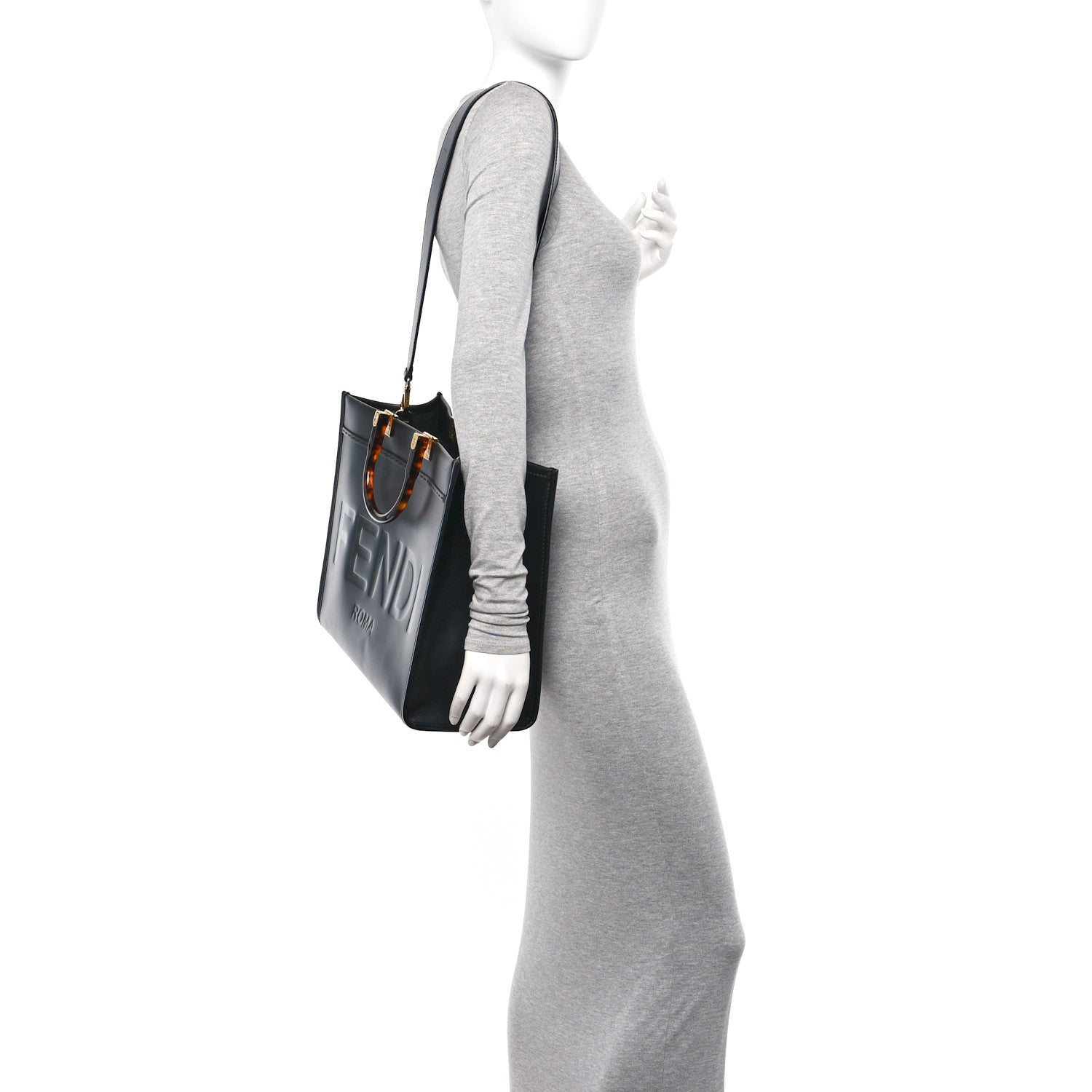 Fendi Vitello King Plexiglass Medium Fendi Sunshine Shopper Tote Black 2 of 10