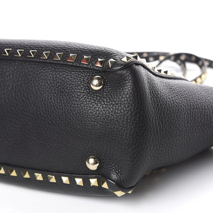 Valentino Garavani Grained Calfskin Small Rockstud Tote Black 12 of 13