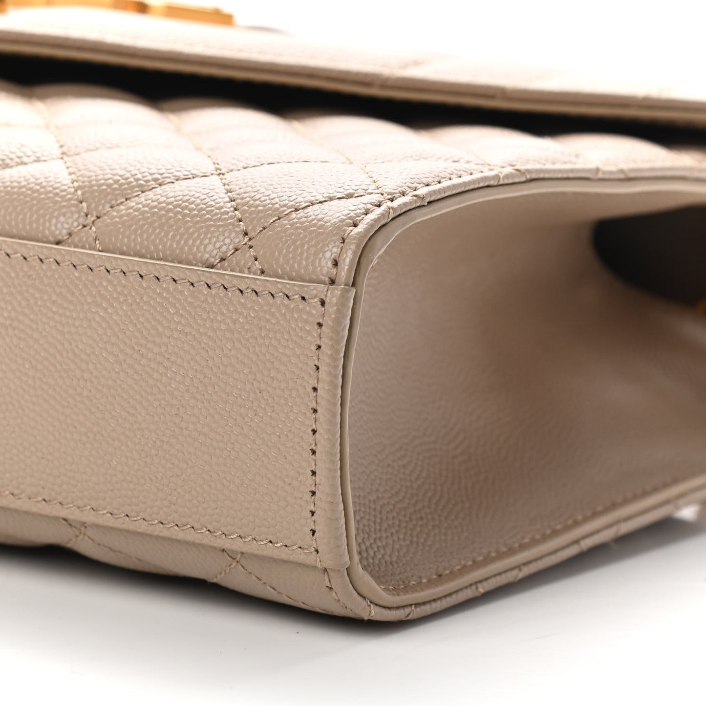 Grain De Poudre Textured Mixed Matelasse Medium Triquilt Monogram Satchel Dark Beige