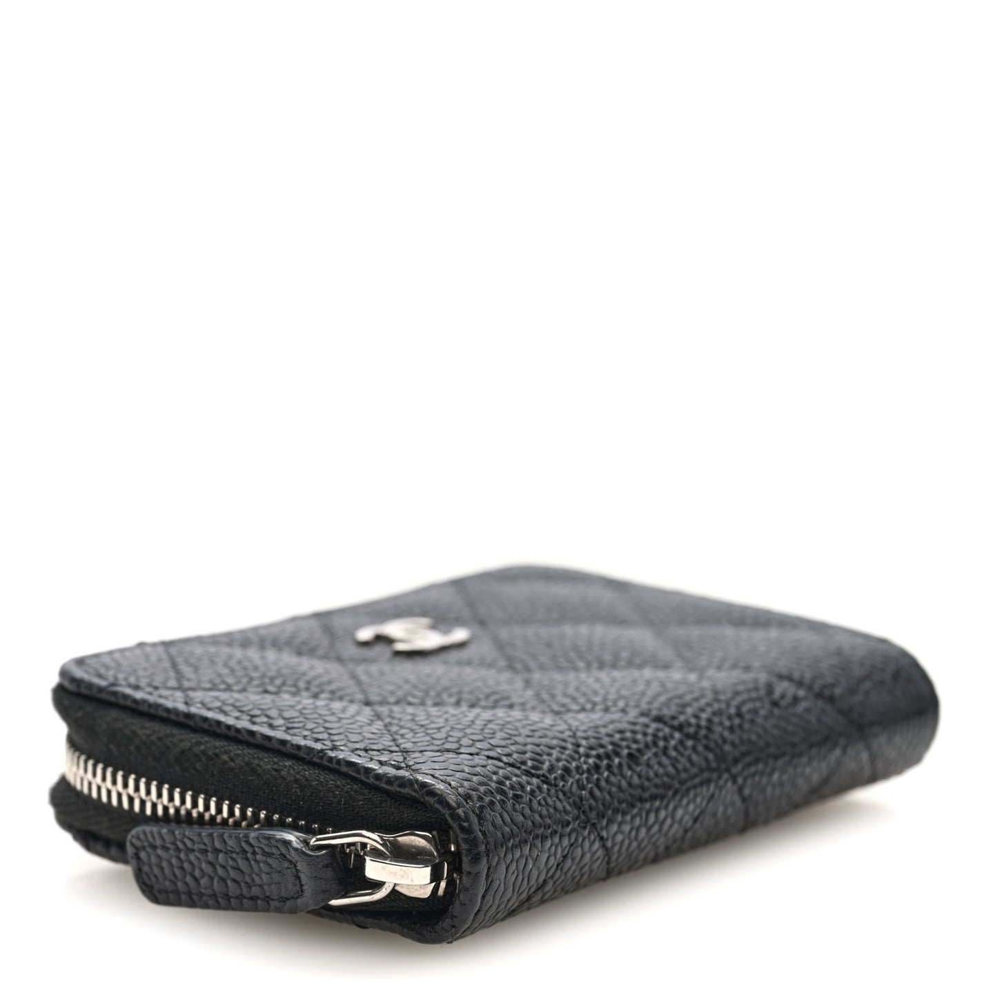 Caviar Quilted Zip Coin Purse Black