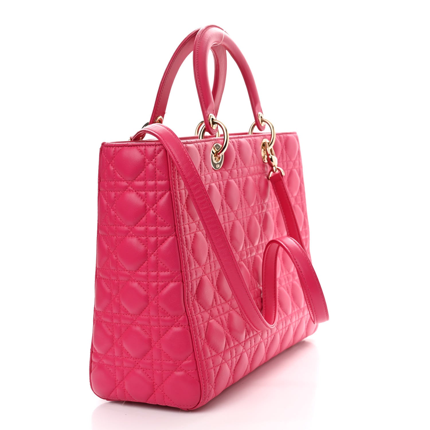 Christian Dior Lambskin Cannage Large Lady Dior Fuchsia 3 of 15