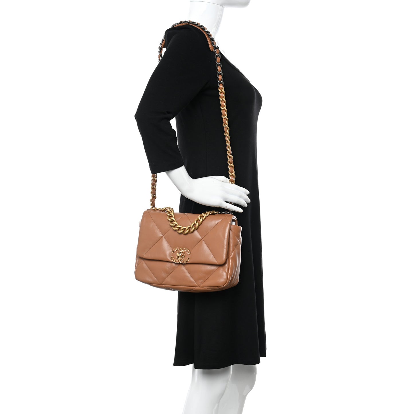 Lambskin Quilted Medium Chanel 19 Flap Brown