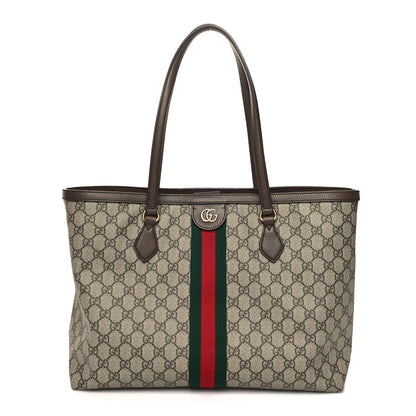 Gucci GG Supreme Monogram Medium Ophidia Shopping Tote Brown 1 of 10