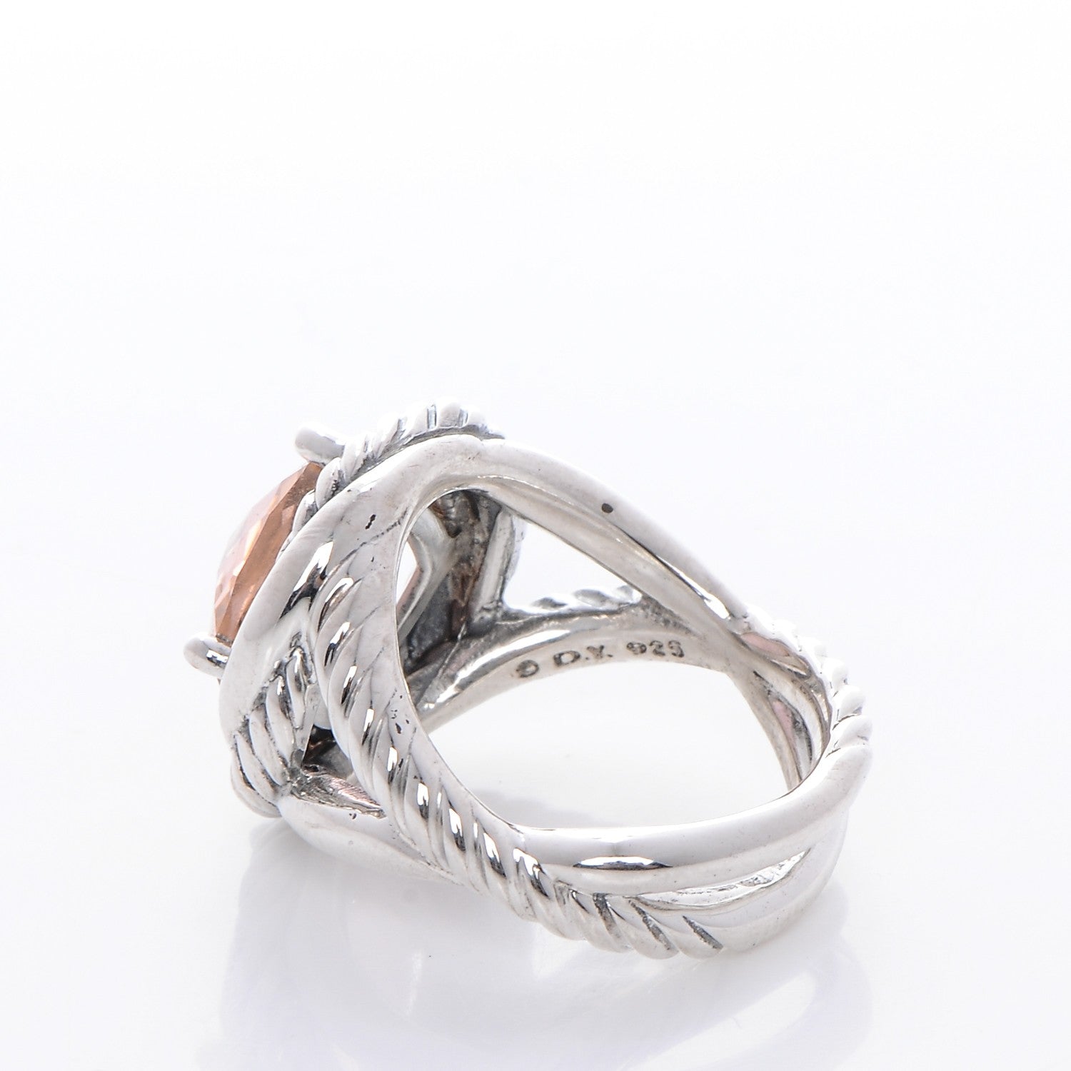 David Yurman Sterling Silver Morganite 11mm Infinity Ring 54 7 3 of 4