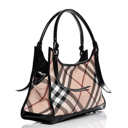 Burberry Patent Trim Supernova Check Ashmore Tote Black 3 of 12
