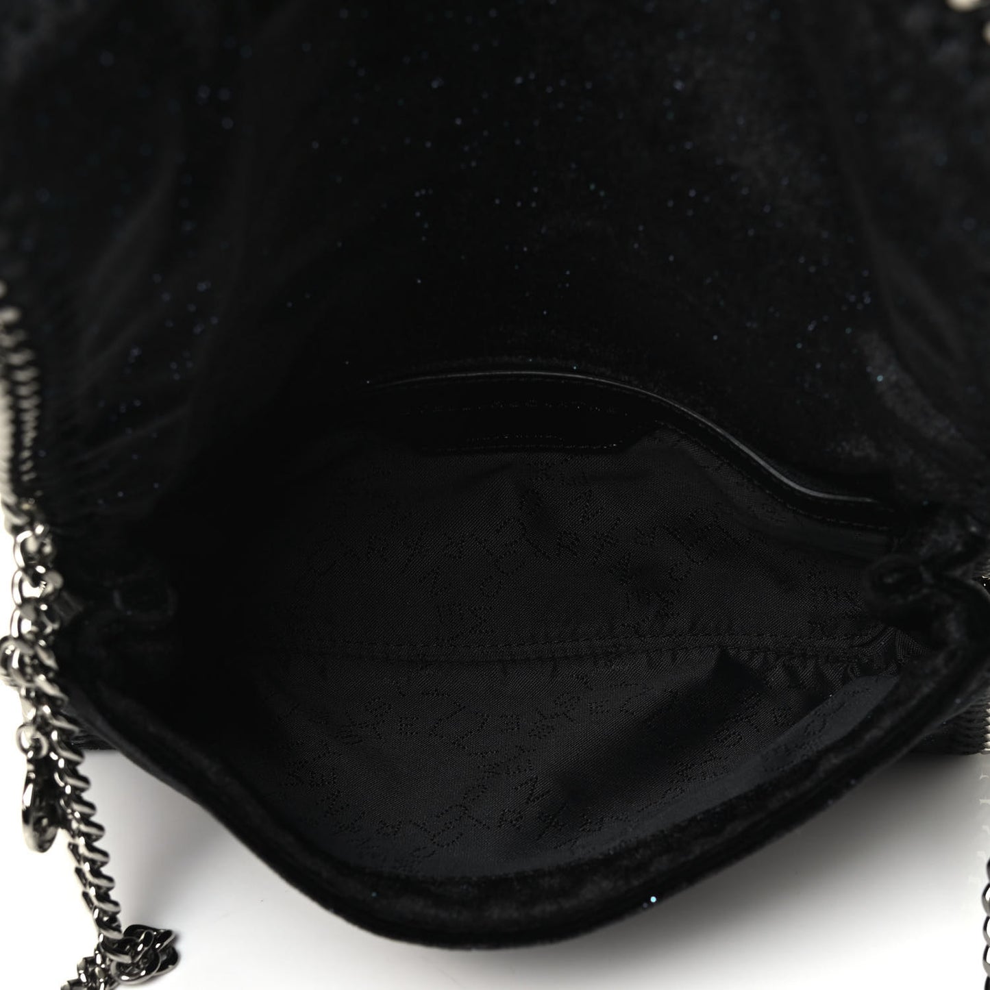 Glitter Velvet Falabella Crossbody Clutch Black