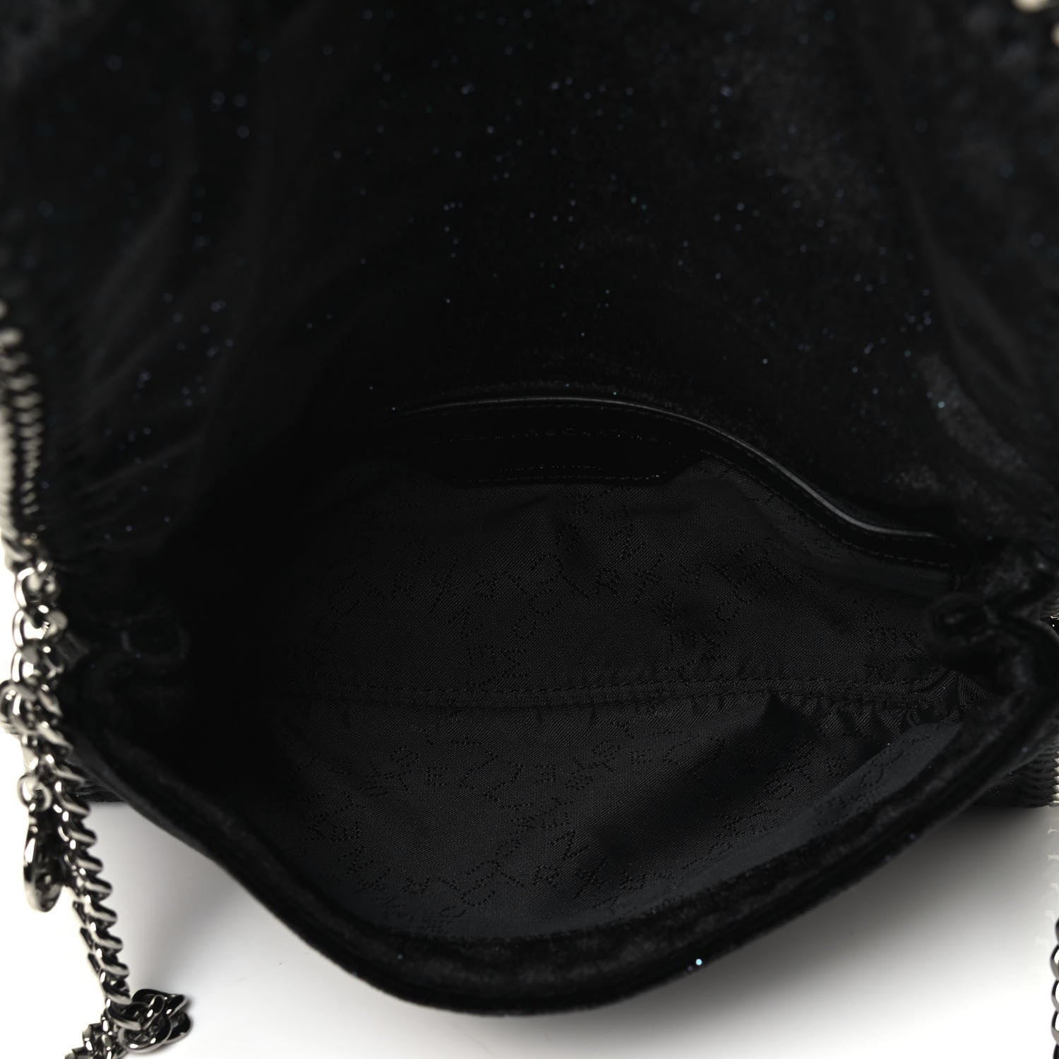 Stella McCartney Glitter Velvet Falabella Crossbody Clutch Black 4 of 4
