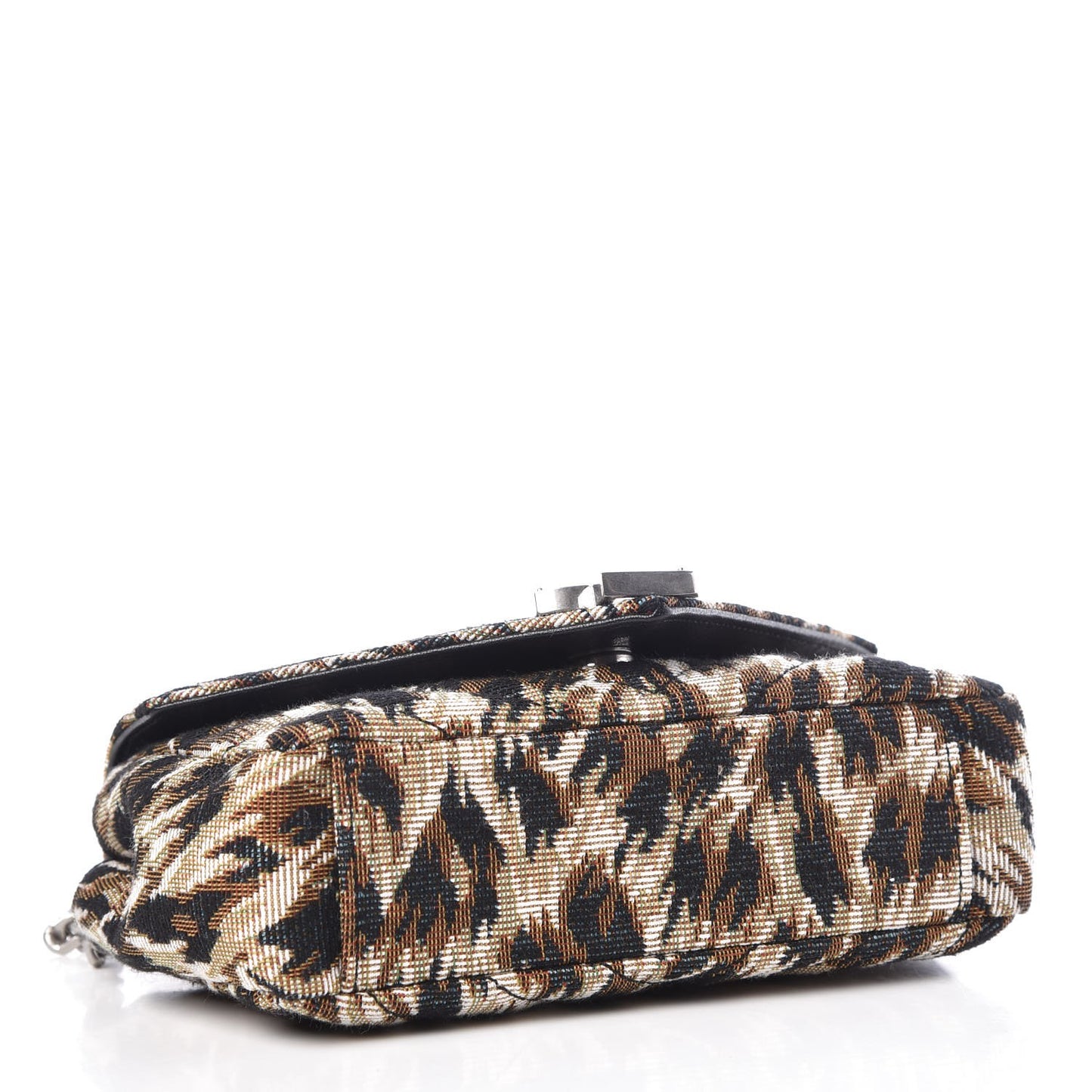 Jacquard Leopard Matelasse Chevron Monogram Baby Chain Bag Black