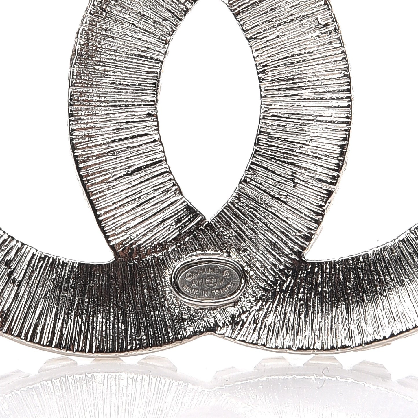 Baguette Crystal CC Brooch Silver