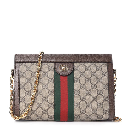 Gucci GG Supreme Monogram Web Small Ophidia Chain Shoulder Bag Brown 1 of 9