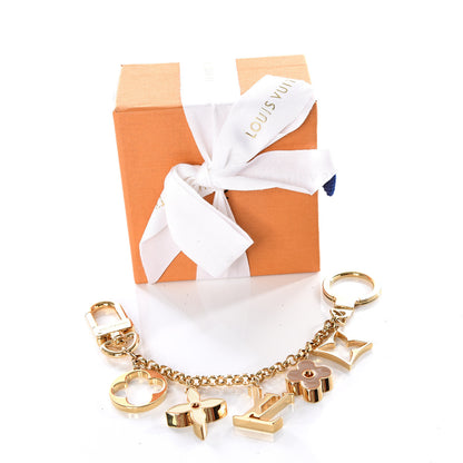 Louis Vuitton Brass Enamel Fleur De Monogram Bag Charm Chain Gold 6 of 6
