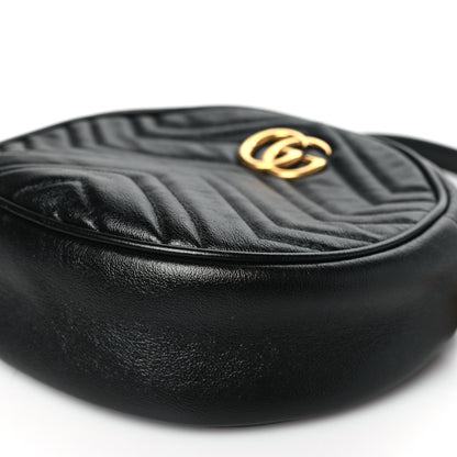 Gucci Azalea Calfskin Matelasse Heart Mini GG Marmont Round Shoulder Bag Black 10 of 11