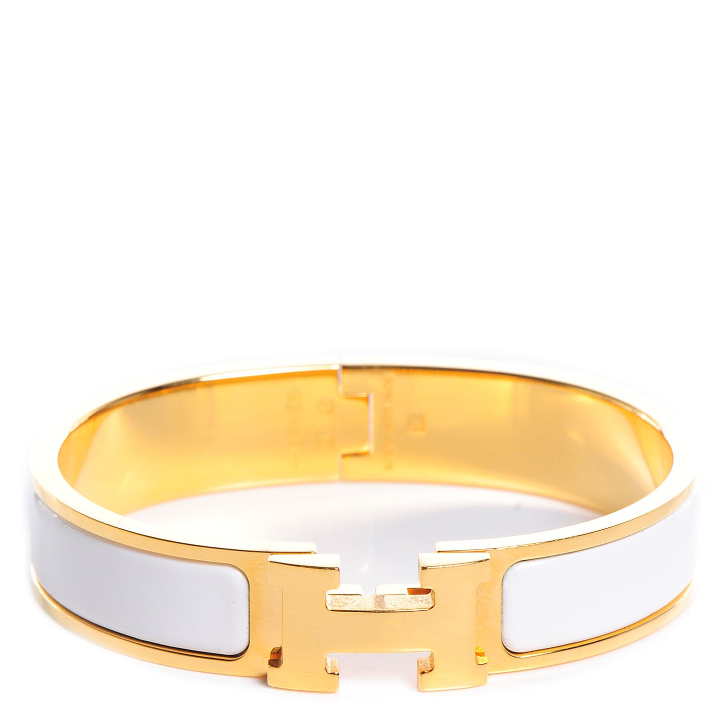 Enamel Narrow Clic Clac H Bracelet PM White