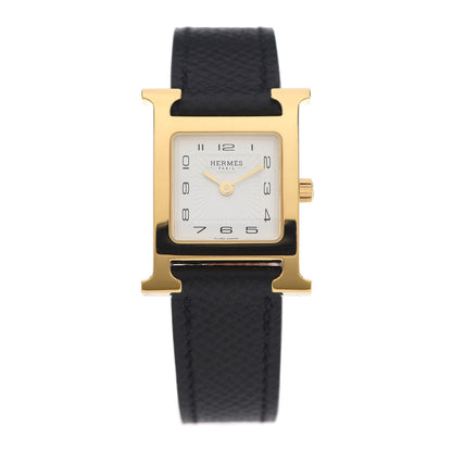 Hermes Stainless Steel Epsom 21mm Heure H Hour Quartz Watch Noir 1 of 5