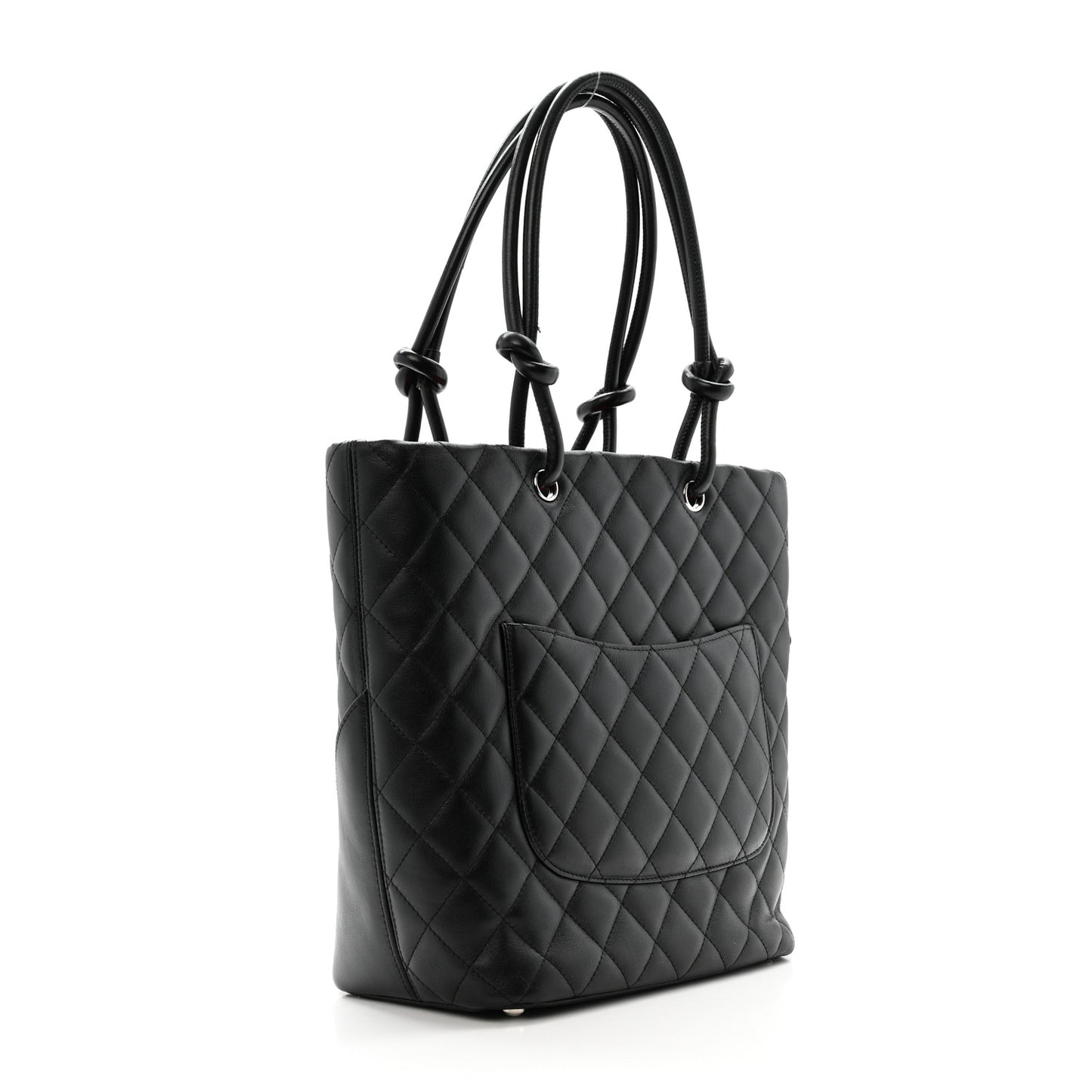 Calfskin Quilted Medium Cambon Tote Black White