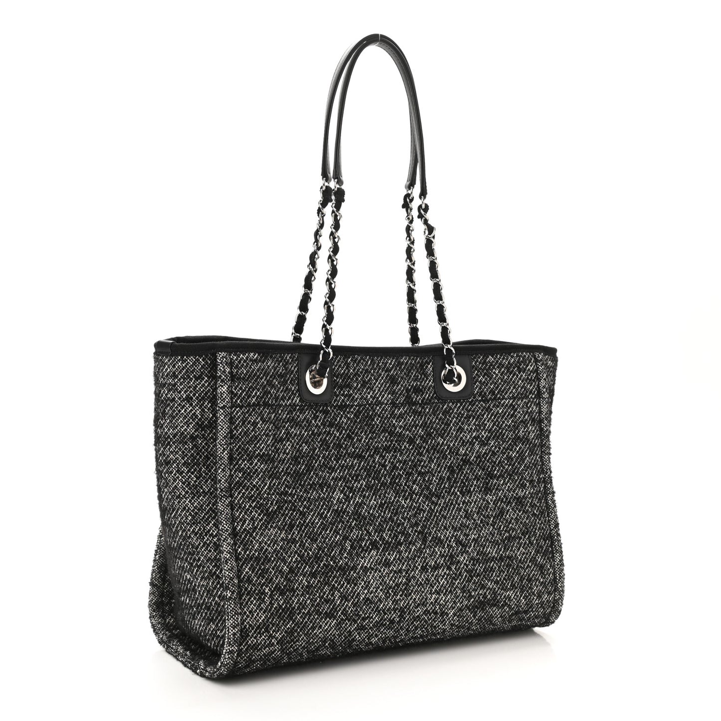 Mixed Fibers Calfskin Small Deauville Tote Black