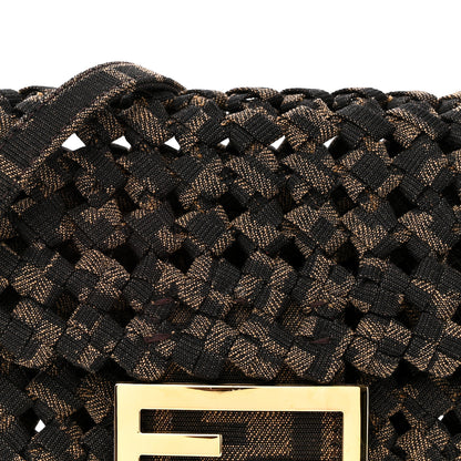 Fendi Fabric Jacquard FF 1974 Woven Knotted Mini Baguette Tobacco Moro 8 of 11