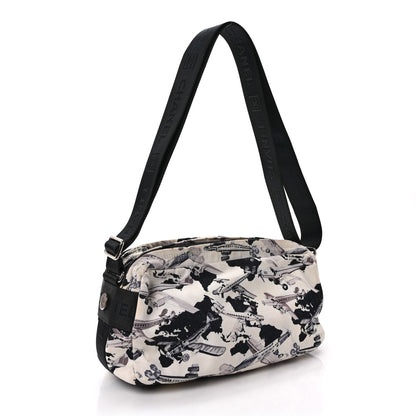 Chanel Canvas Coco Airline Messenger Bag Black White 3 of 10