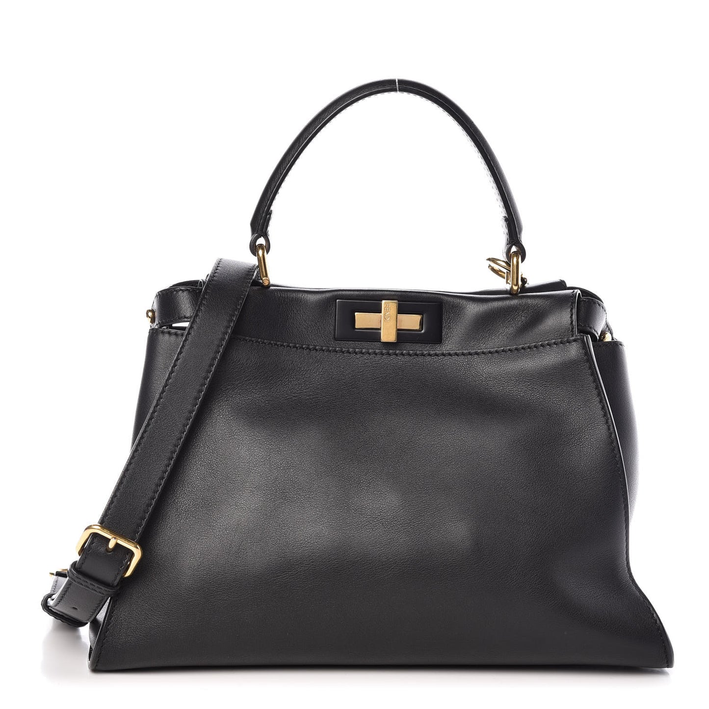 Vitello Seta Shiny Nappa Medium Peekaboo Iconic Satchel Black