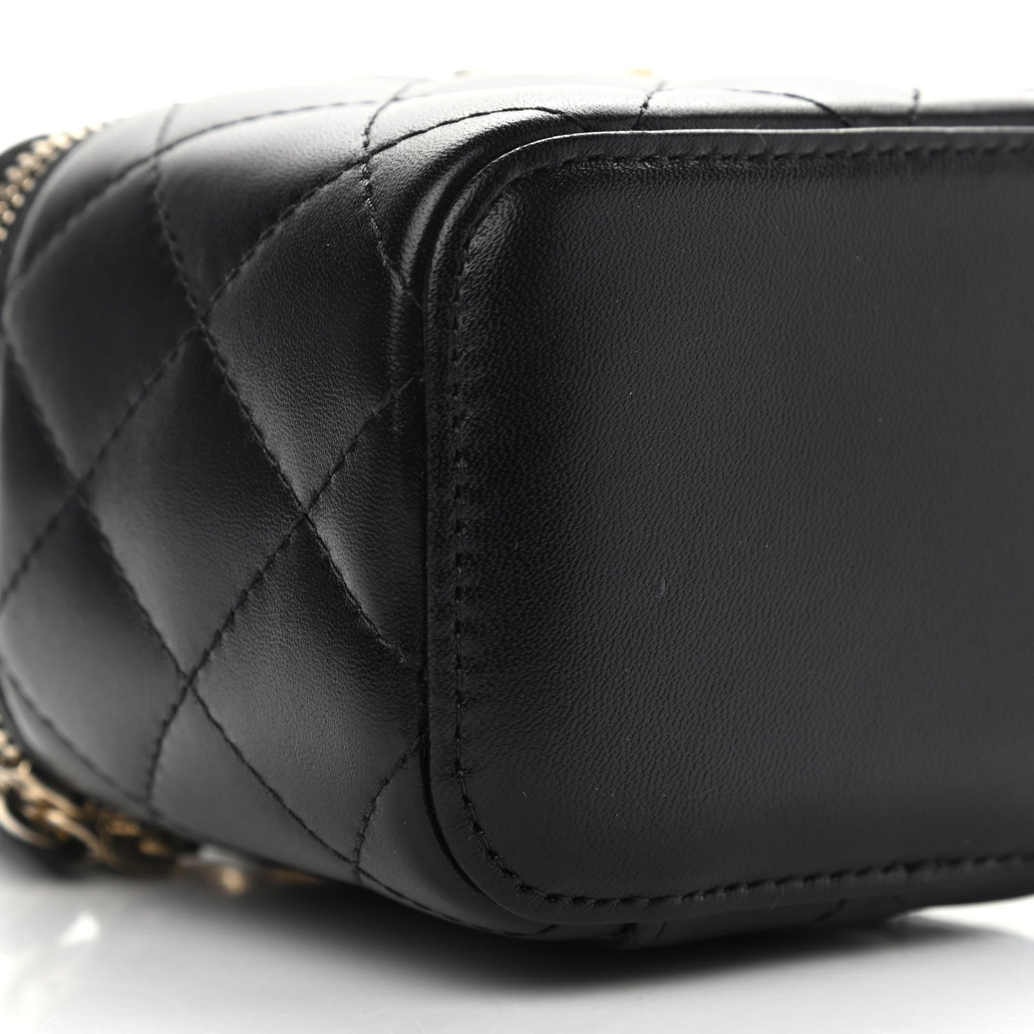 Chanel Lambskin Quilted Top Handle Mini Vanity Case With Chain Black 9 of 11