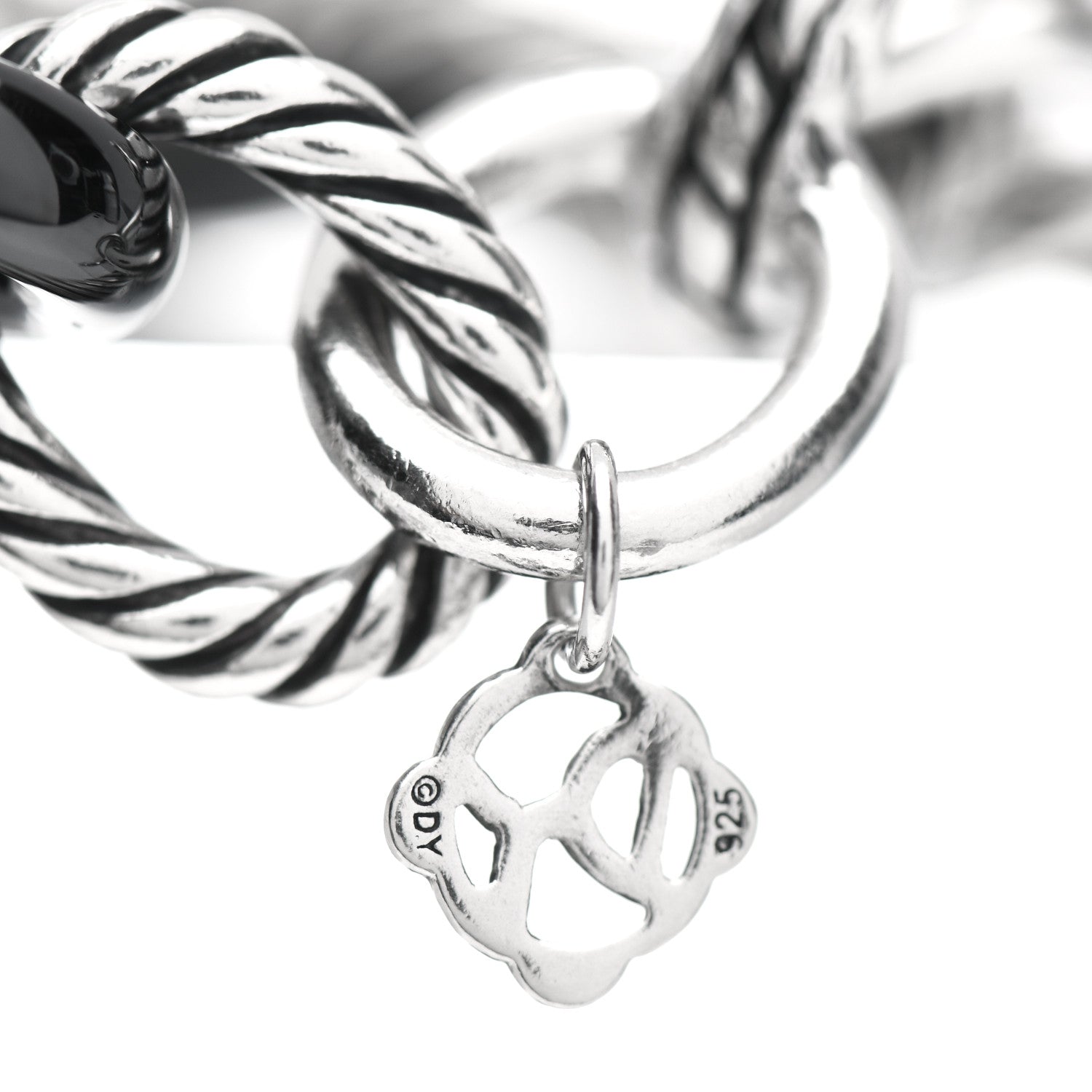 David Yurman Sterling Silver Ceramic 13mm Large Oval Link Bracelet Black 4 of 4