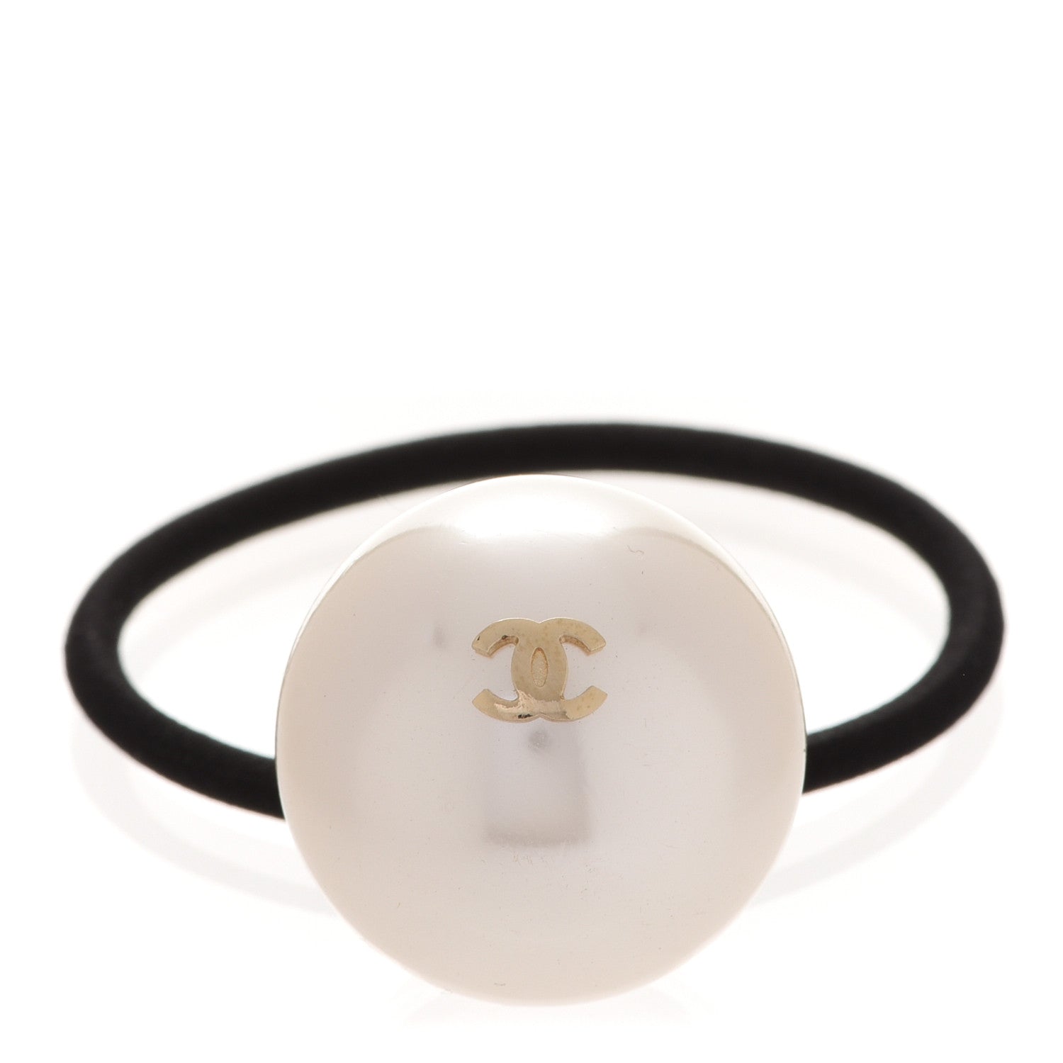 Chanel Pearl CC Hair Tie Black White 1 of 3